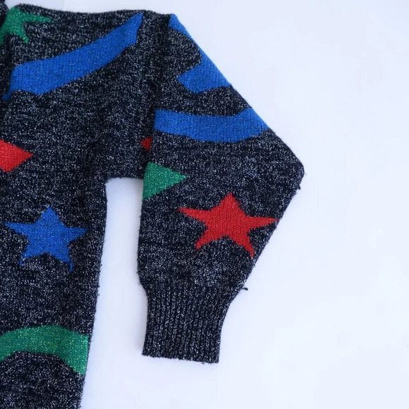 Vintage B. Diffusion 72% Lambswool Black Sparkly Turtleneck Sweater M - Picture 5 of 13